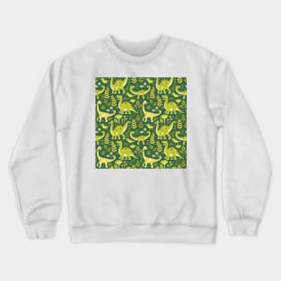 Delightful Dinosaurs in Enchanted Garden Pattern Crewneck Sweatshirt